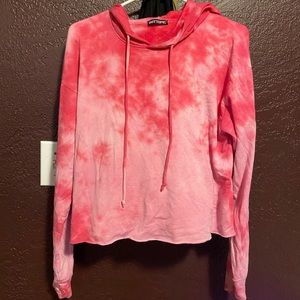 Pink tie dye crop hoodie size Medium hot topic